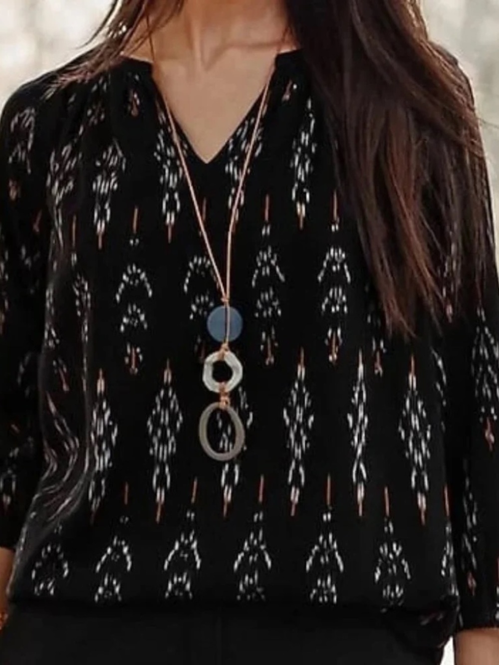 J. Jill PureJill Ikat Black Multi Top SP